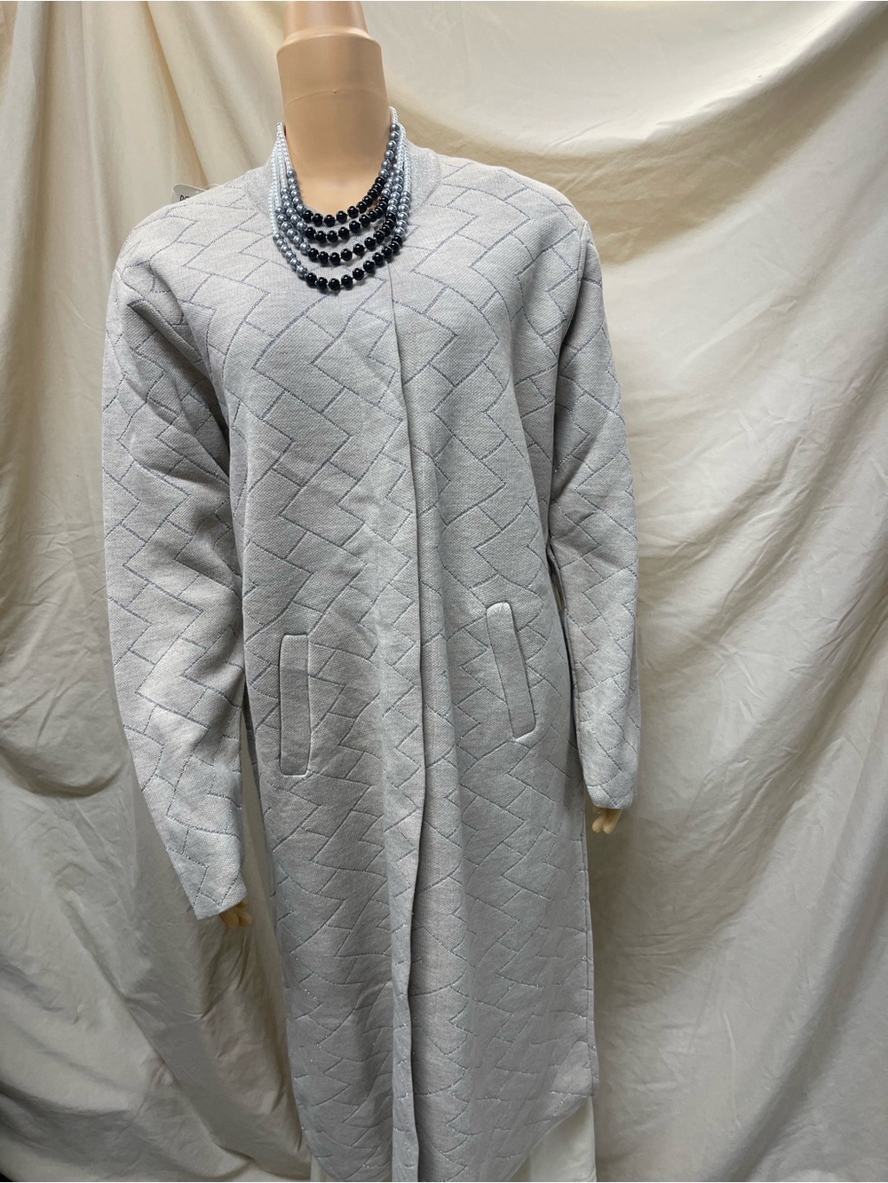 Light Gray Quilted Long Dress Coat
